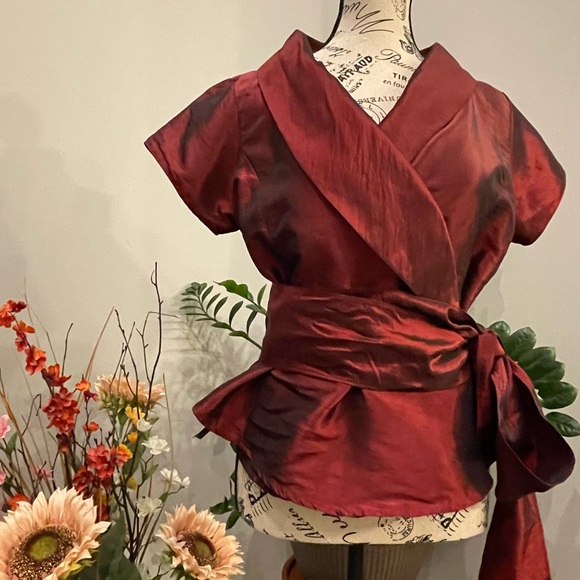 Dark Red Japanese Inspired Blouse - Picture 9 of 9
